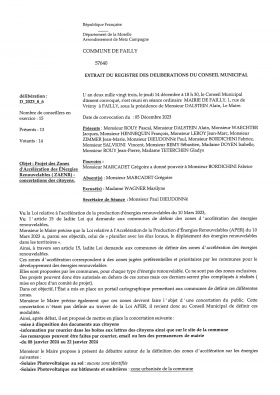 Extrait du registre des délibérations du conseil municipal :ZAENR - Mairie de Failly - Vrémy